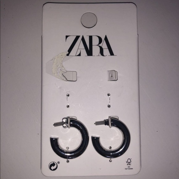 ZARA SILVER CHUNKY HOOPS - Picture 1 of 3